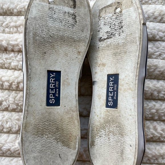 Sperry Top-Sider Women’s Boat Shoes Size 8.5M White Canvas & Tan Leather - Picture 3 of 9